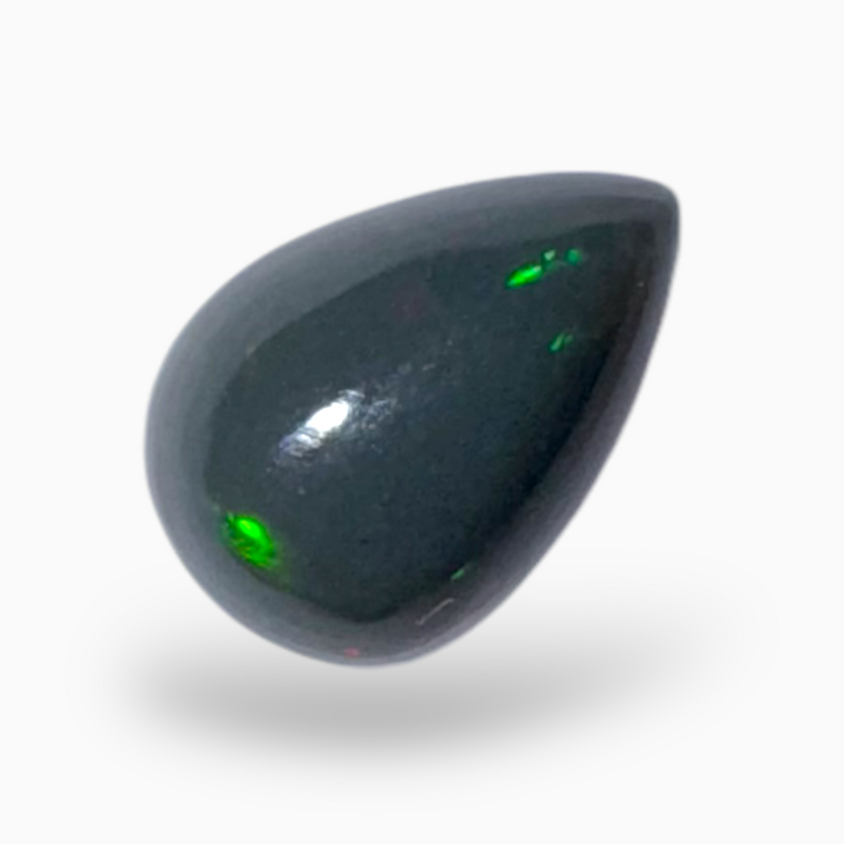 Natural Black Ethiopian Opal Stone 0.96 Carats Pear Cabochon Shape Size 9X6mm