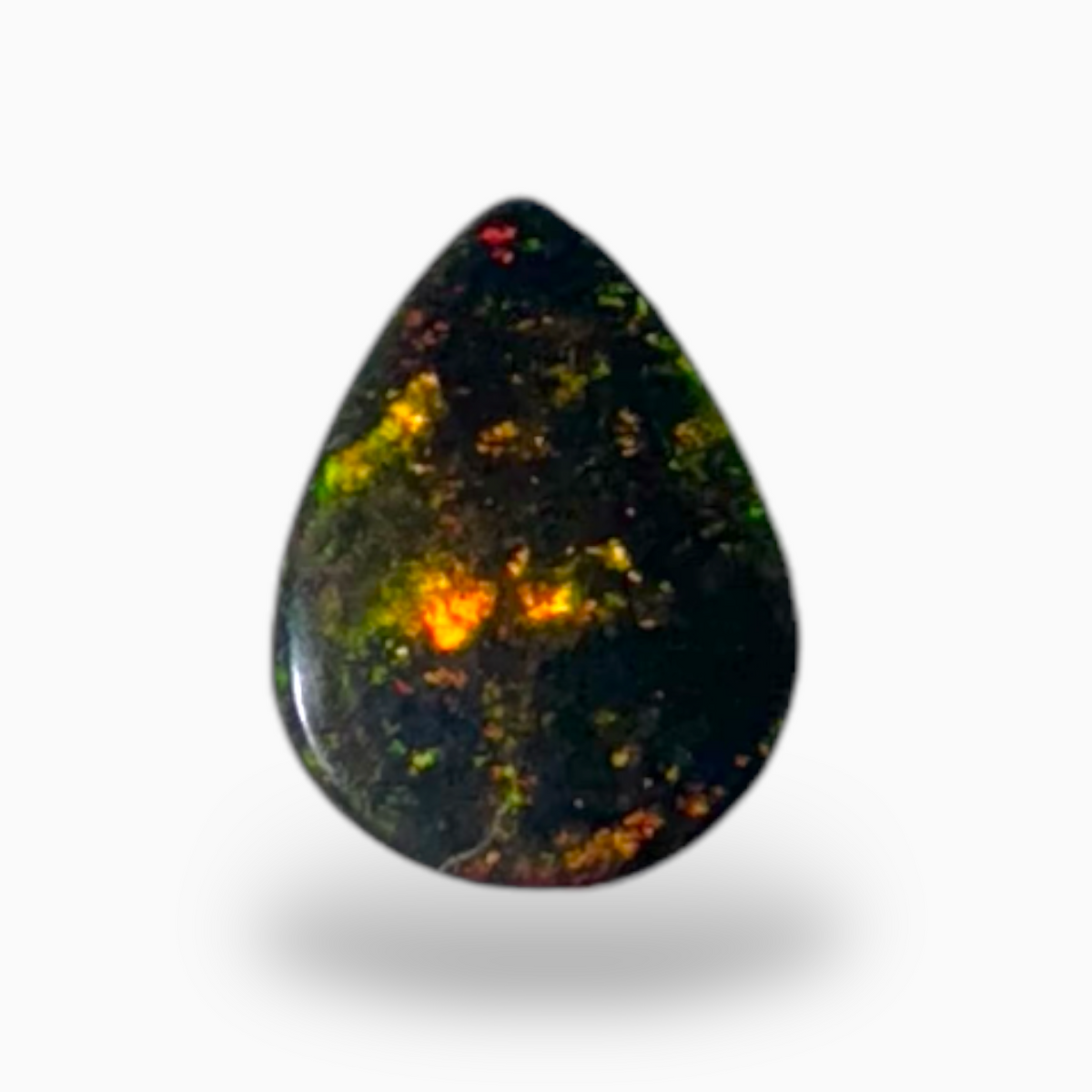 Natural Black Ethiopian Opal Stone 1.02 Carats Pear Cabochon Shape Size 8.5X6.5mm