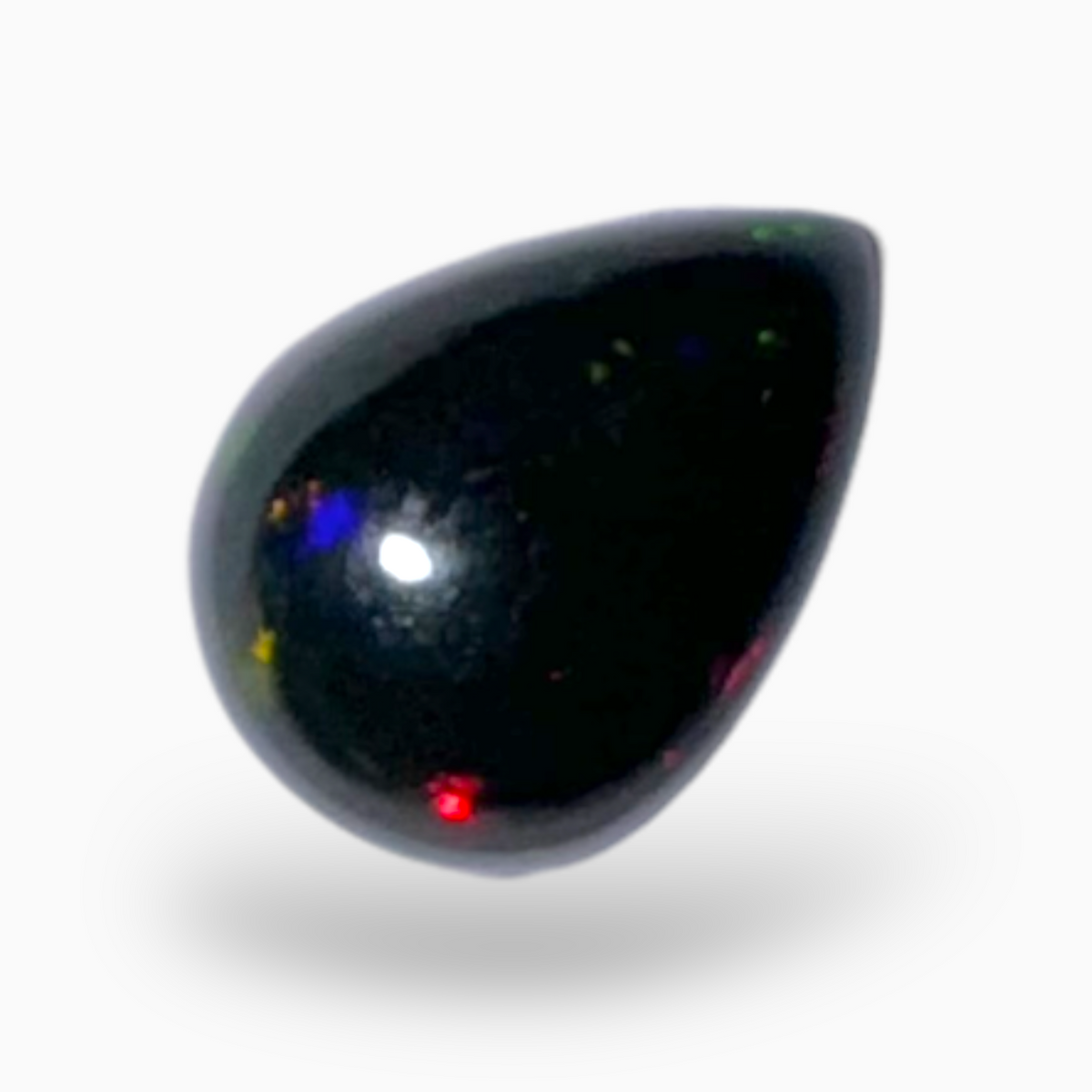Natural Black Ethiopian Opal Stone 1.26 Carats Pear Cabochon Shape Size 13X9mm