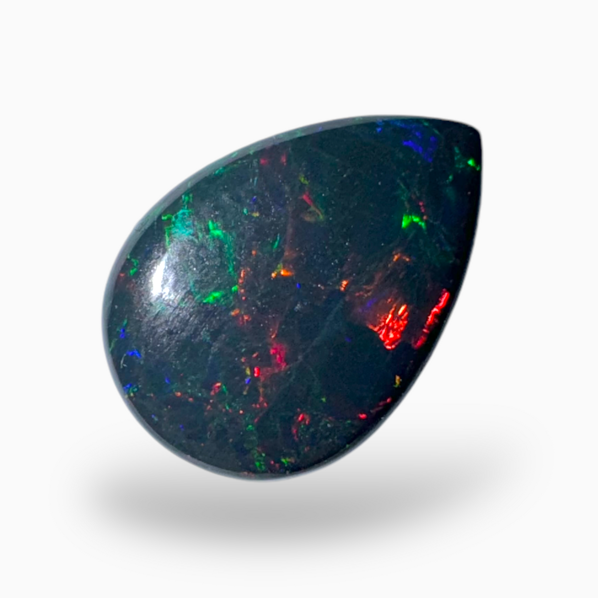 Natural Black Ethiopian Opal Stone 1.26 Carats Pear Cabochon Shape Size 13X9mm