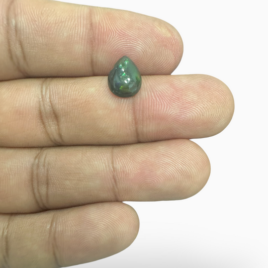 Natural Black Ethiopian Opal Stone 1.39 Carats Pear Cabochon Shape Size 10X8mm