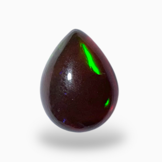 Natural Black Ethiopian Opal Stone 1.3 Carats Pear Cabochon Shape Size 9.5X7.5mm