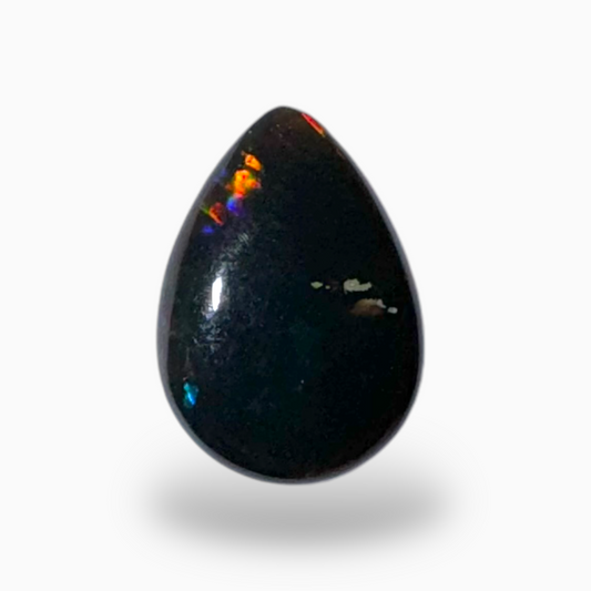 Natural Black Ethiopian Opal Stone 1.53 Carats Pear Cabochon Shape Size 12.5X9mm