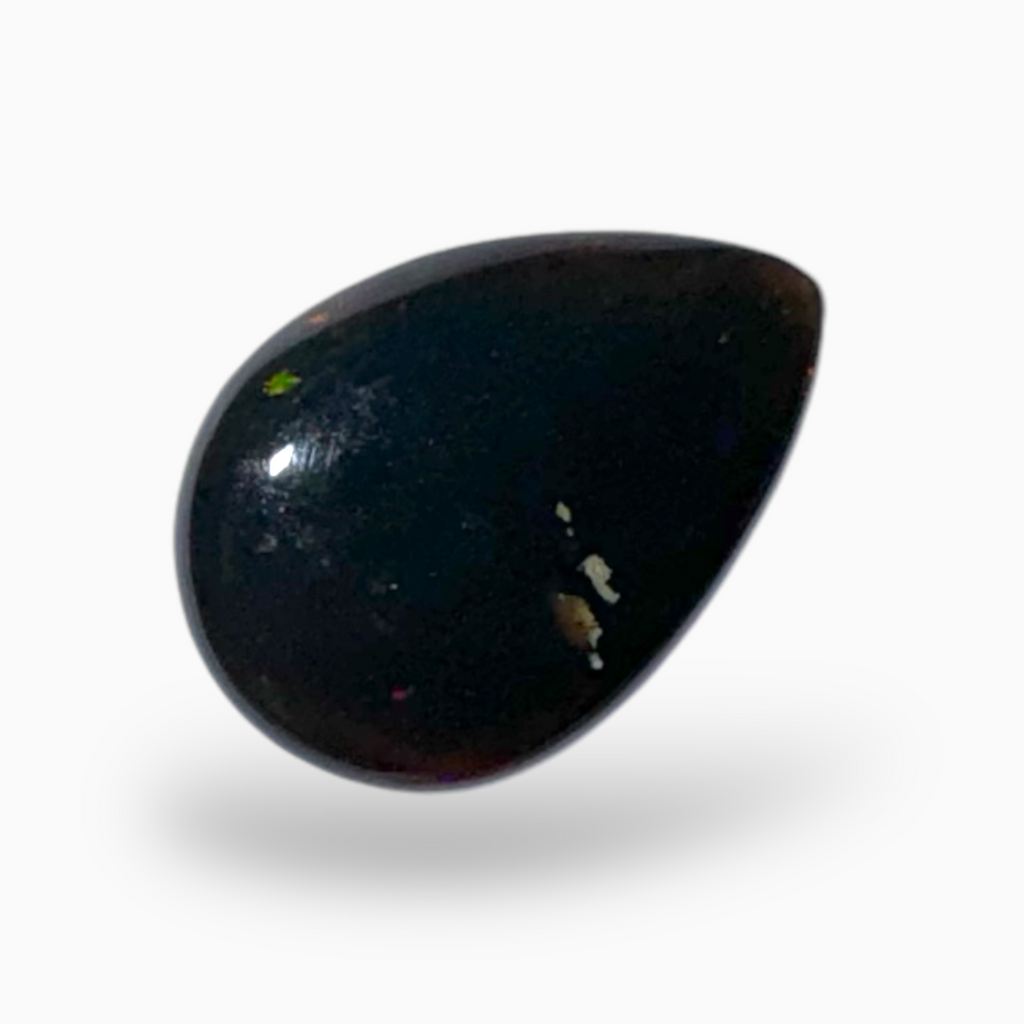 Natural Black Ethiopian Opal Stone 1.53 Carats Pear Cabochon Shape Size 12.5X9mm