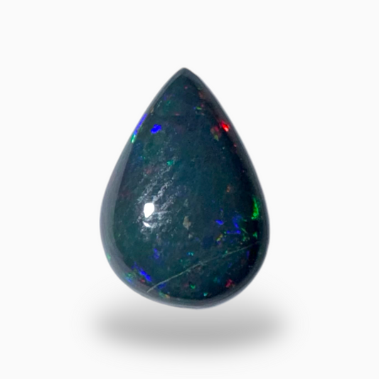 Natural Black Ethiopian Opal Stone 1.62 Carats Pear Cabochon Shape Size 11X8mm