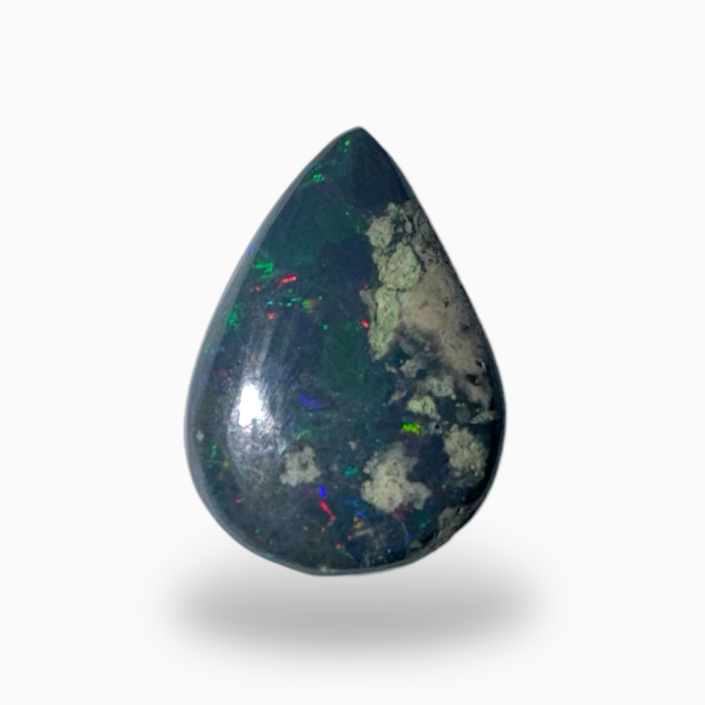 Natural Black Ethiopian Opal Stone 1.62 Carats Pear Cabochon Shape Size 11X8mm