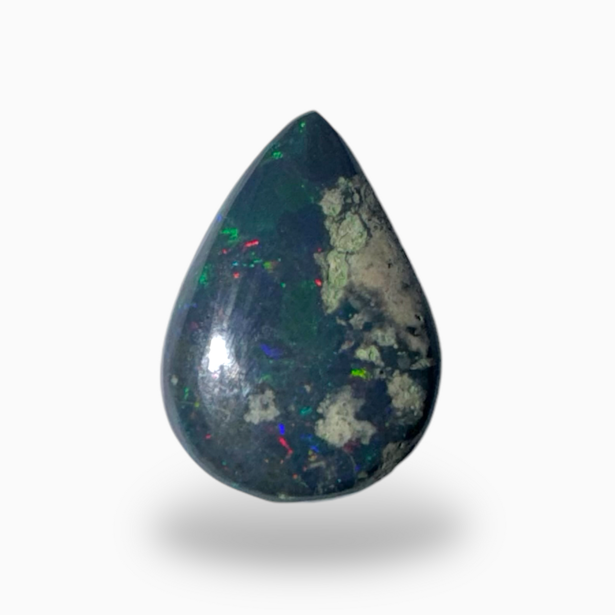 Natural Black Ethiopian Opal Stone 1.62 Carats Pear Cabochon Shape Size 11X8mm