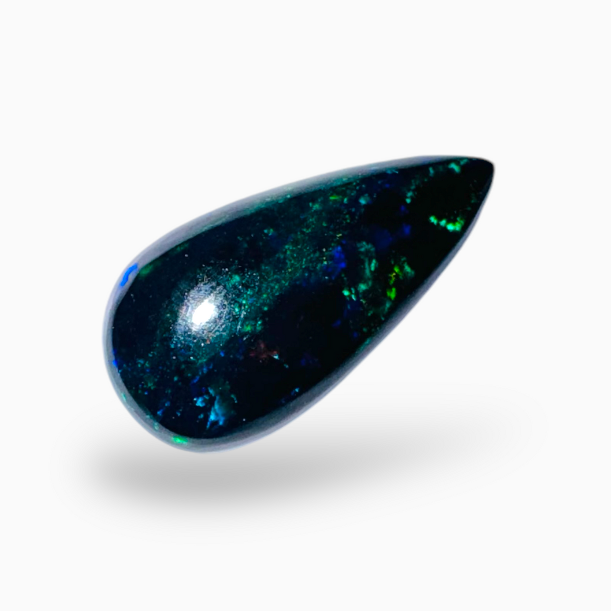 Natural Black Ethiopian Opal Stone 1.85 Carats Pear Cabochon Shape Size 14.5X7.5mm