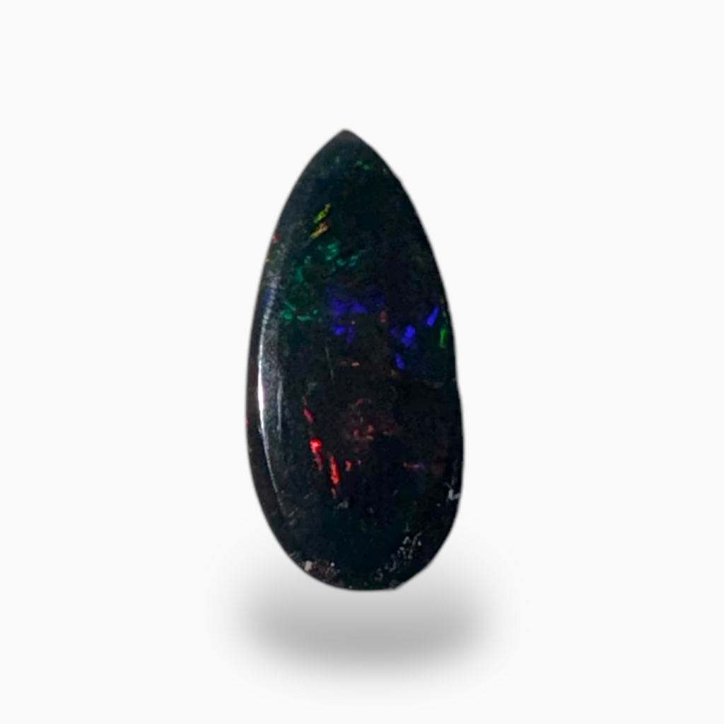 Natural Black Ethiopian Opal Stone 2.22 Carats Pear Cabochon Shape Size 15X7mm
