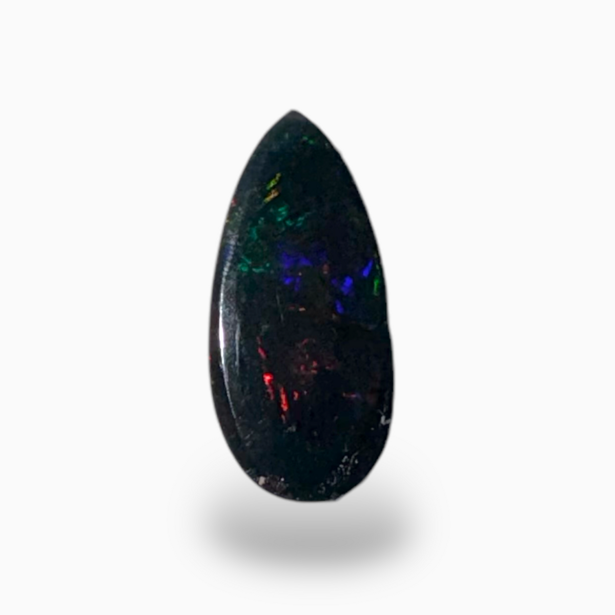 Natural Black Ethiopian Opal Stone 2.22 Carats Pear Cabochon Shape Size 15X7mm