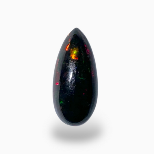 Natural Black Ethiopian Opal Stone 2.22 Carats Pear Cabochon Shape Size 15X7mm