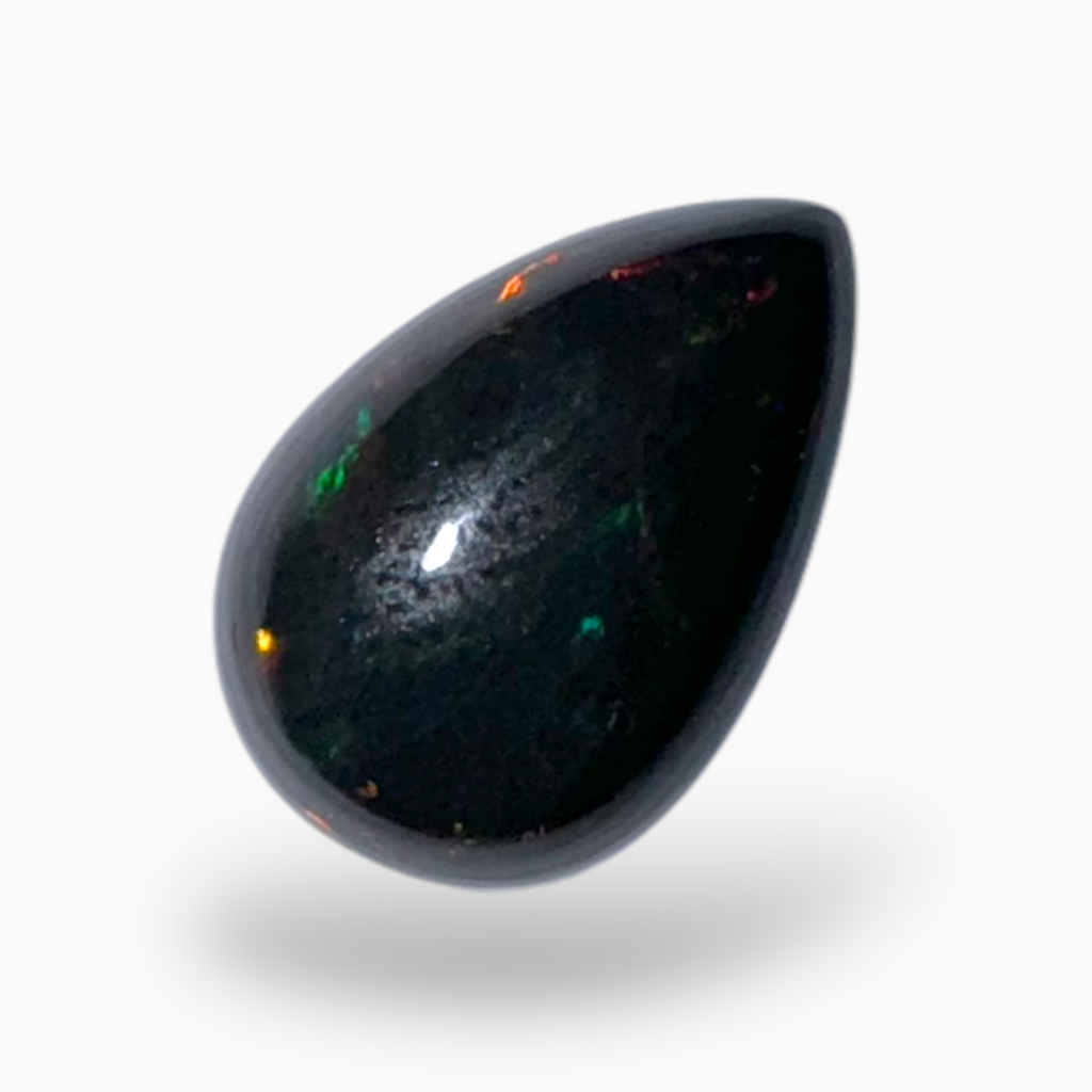 Natural Black Ethiopian Opal Stone 2.2 Carats Pear Cabochon Shape Size 12X8mm