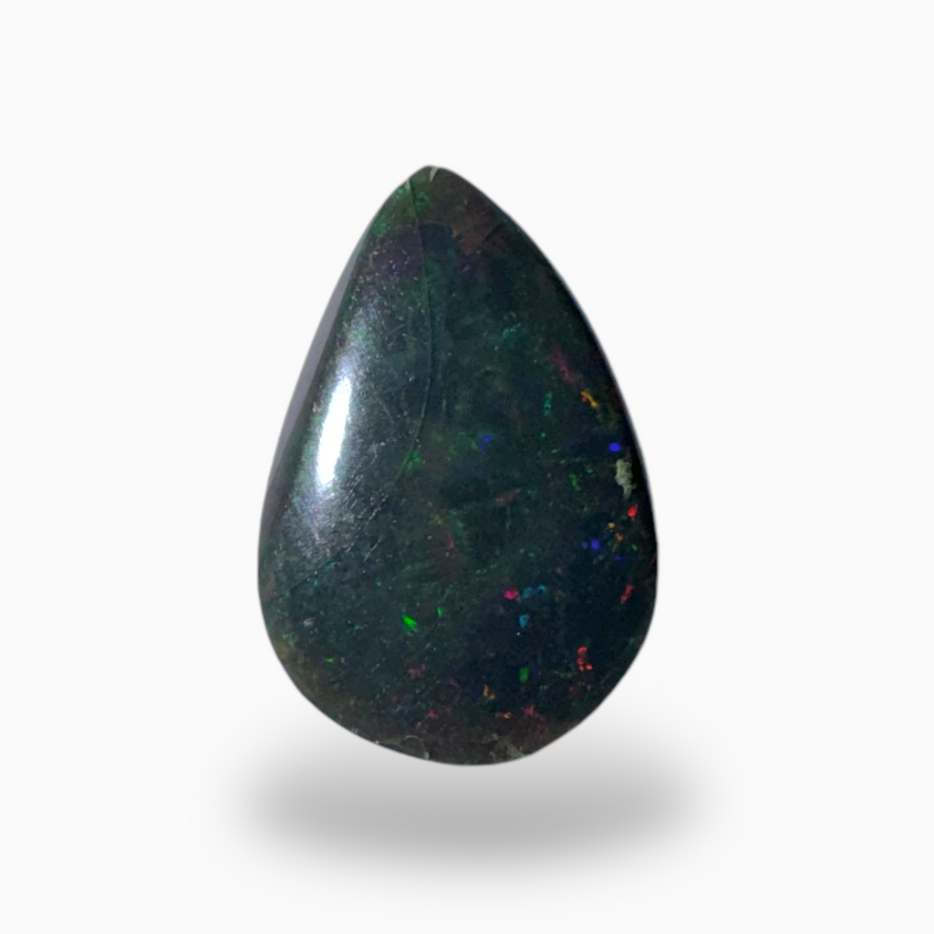Natural Black Ethiopian Opal Stone 2.2 Carats Pear Cabochon Shape Size 12X8mm