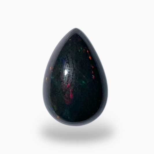 Natural Black Ethiopian Opal Stone 2.2 Carats Pear Cabochon Shape Size 12X8mm