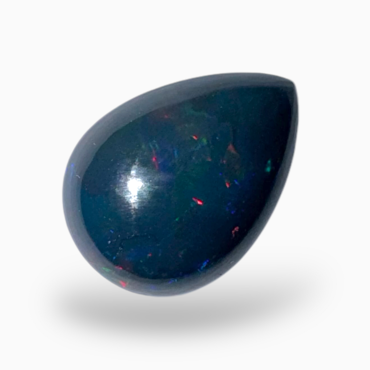 Natural Black Ethiopian Opal Stone 2.56 Carats Pear Cabochon Shape Size 12X9mm