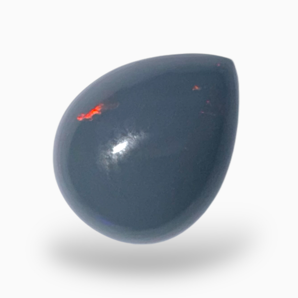 Natural Black Ethiopian Opal Stone 3.56 Carats Pear Cabochon Shape Size 13X10mm