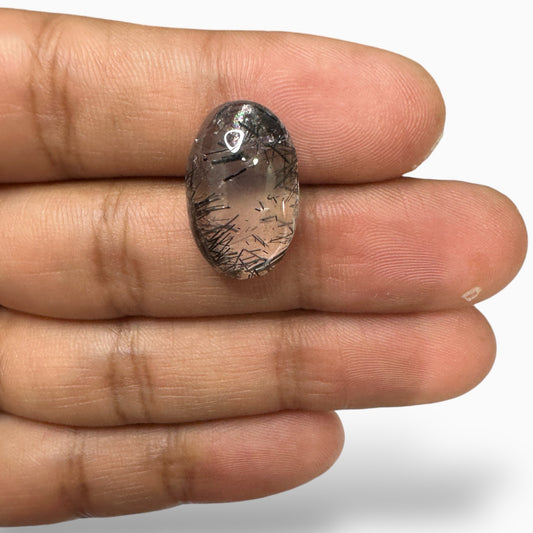 Black Rotile Quartz Stone 15.79 Carats 20x13 mm