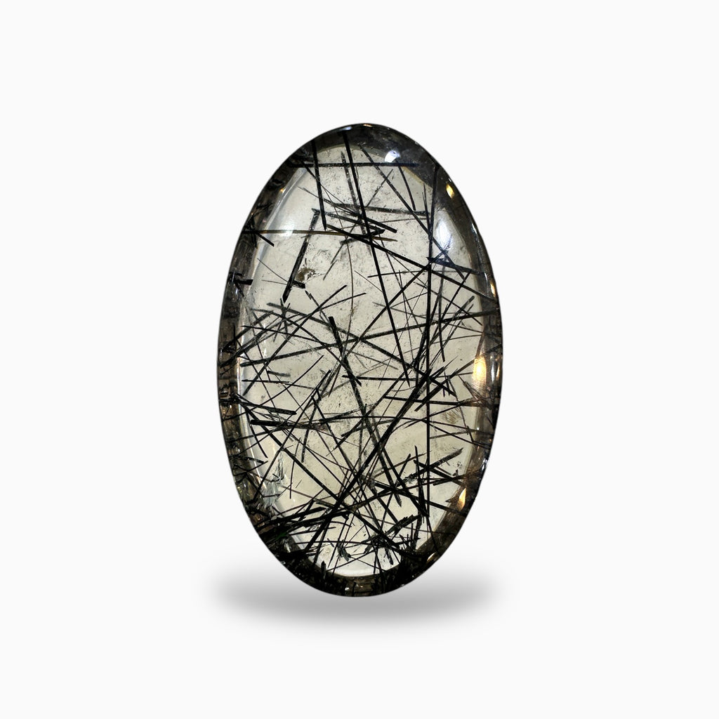 Black Rotile Quartz Stone 52.15 Carats 36x22 mm