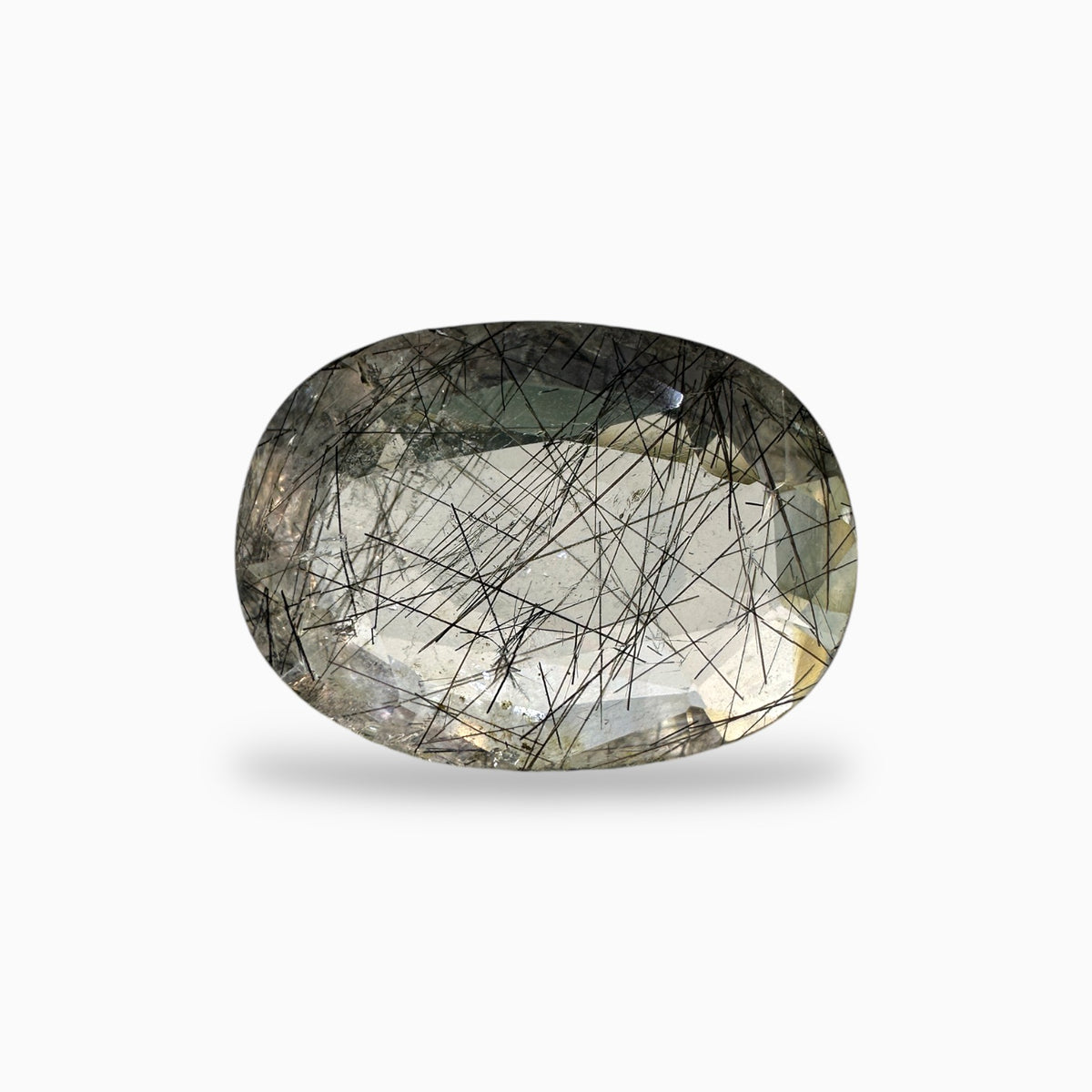 Black Rotile Quartz Stone Oval 15.36 Carats 21x15.5  mm