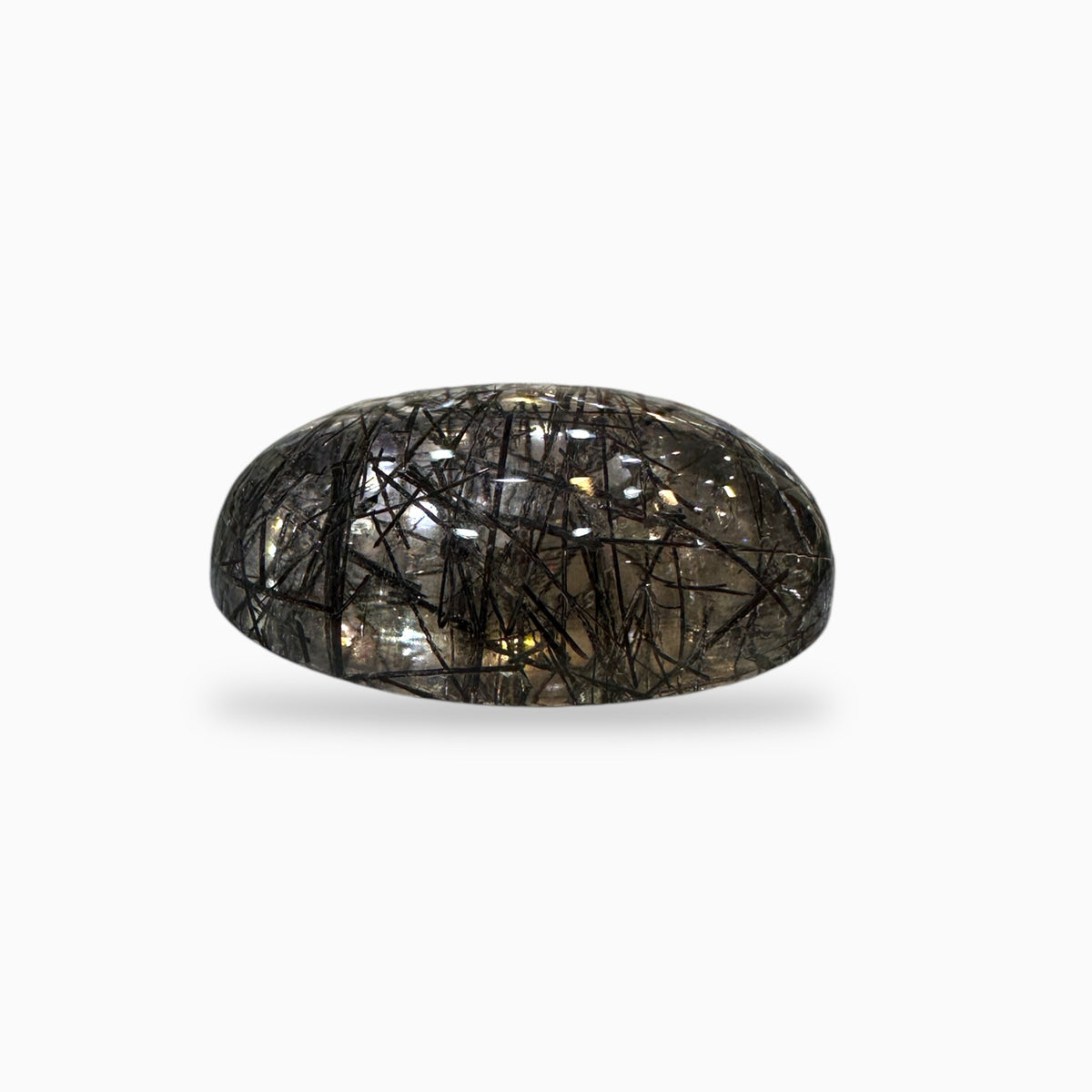 Black Rotile Quartz Stone Oval Cabochon 48.06 Carats 28x20 mm