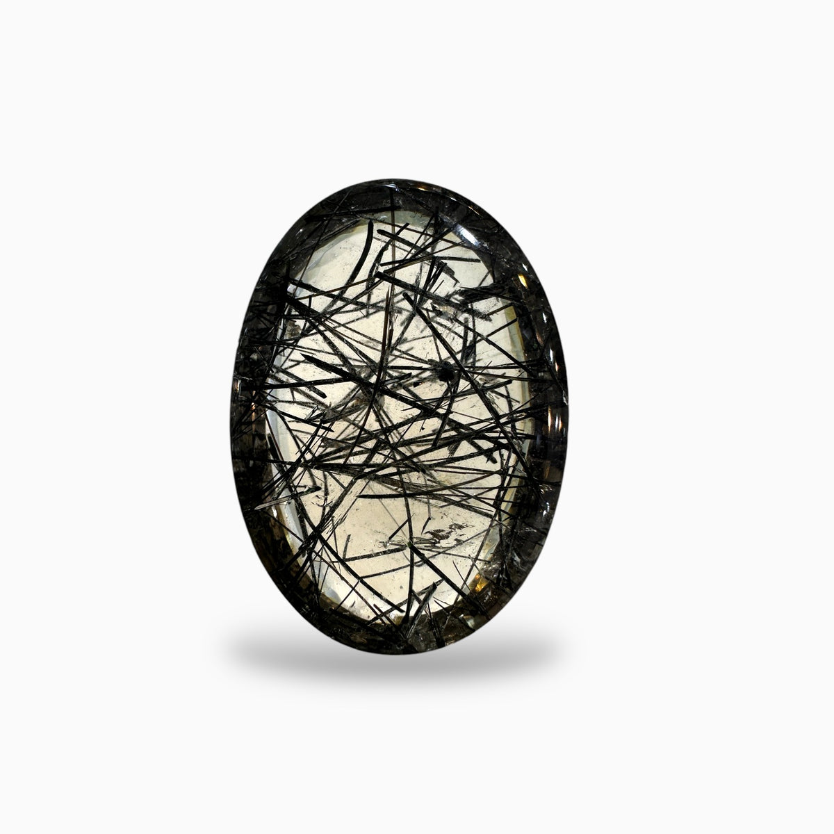 Black Rotile Quartz Stone Oval Cabochon 48.06 Carats 28x20 mm