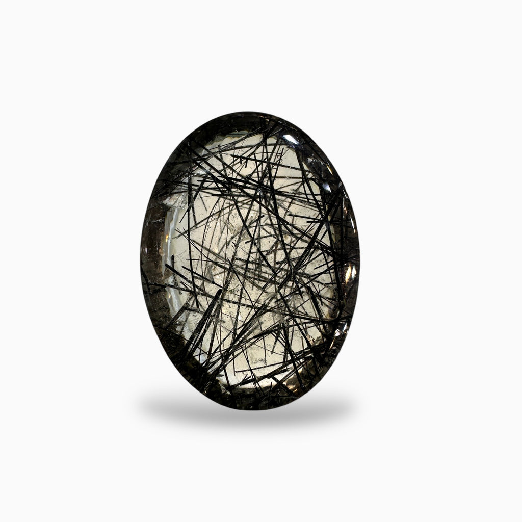 Black Rotile Quartz Stone Oval Cabochon 49.48 Carats 28x22 mm