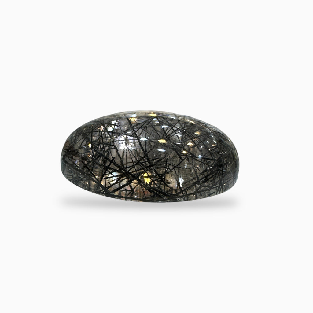 Black Rotile Quartz Stone Oval Cabochon 49.48 Carats 28x22 mm