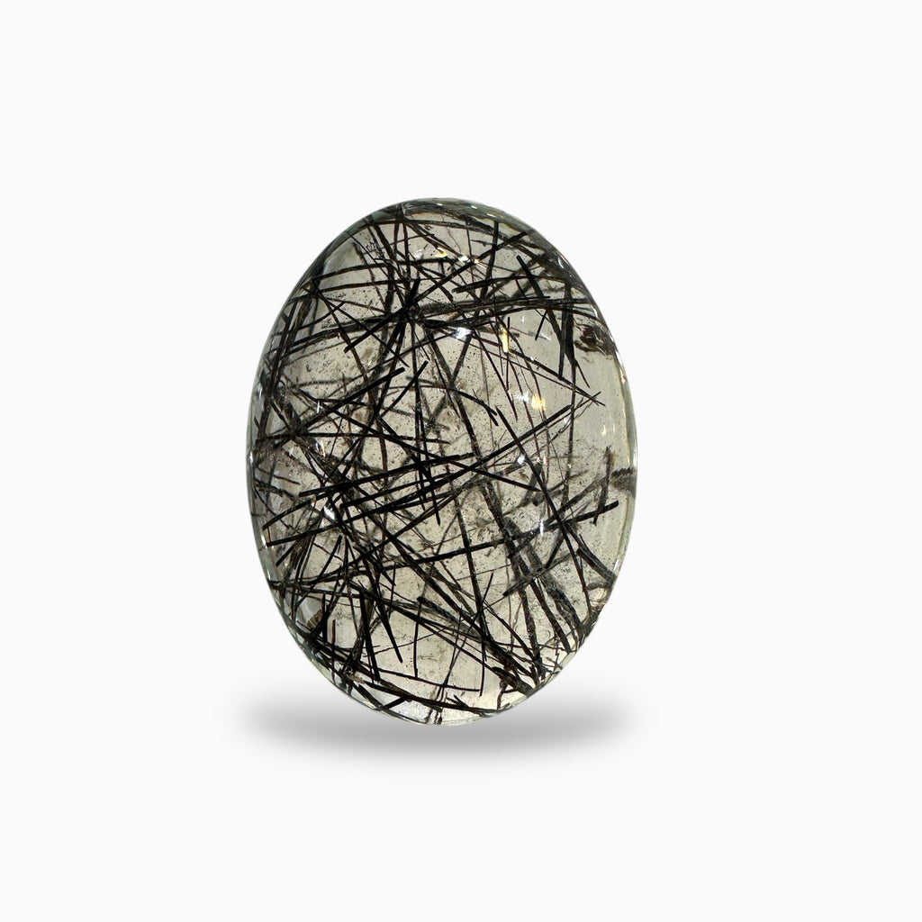 Black Rotile Quartz Stone Oval Cabochon 49.48 Carats 28x22 mm