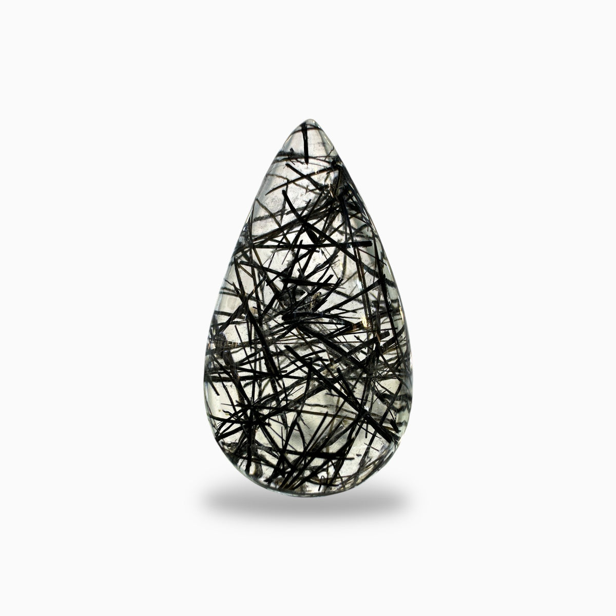 Black Rotile Quartz Stone Pear 27.31 Carats 28x16 mm