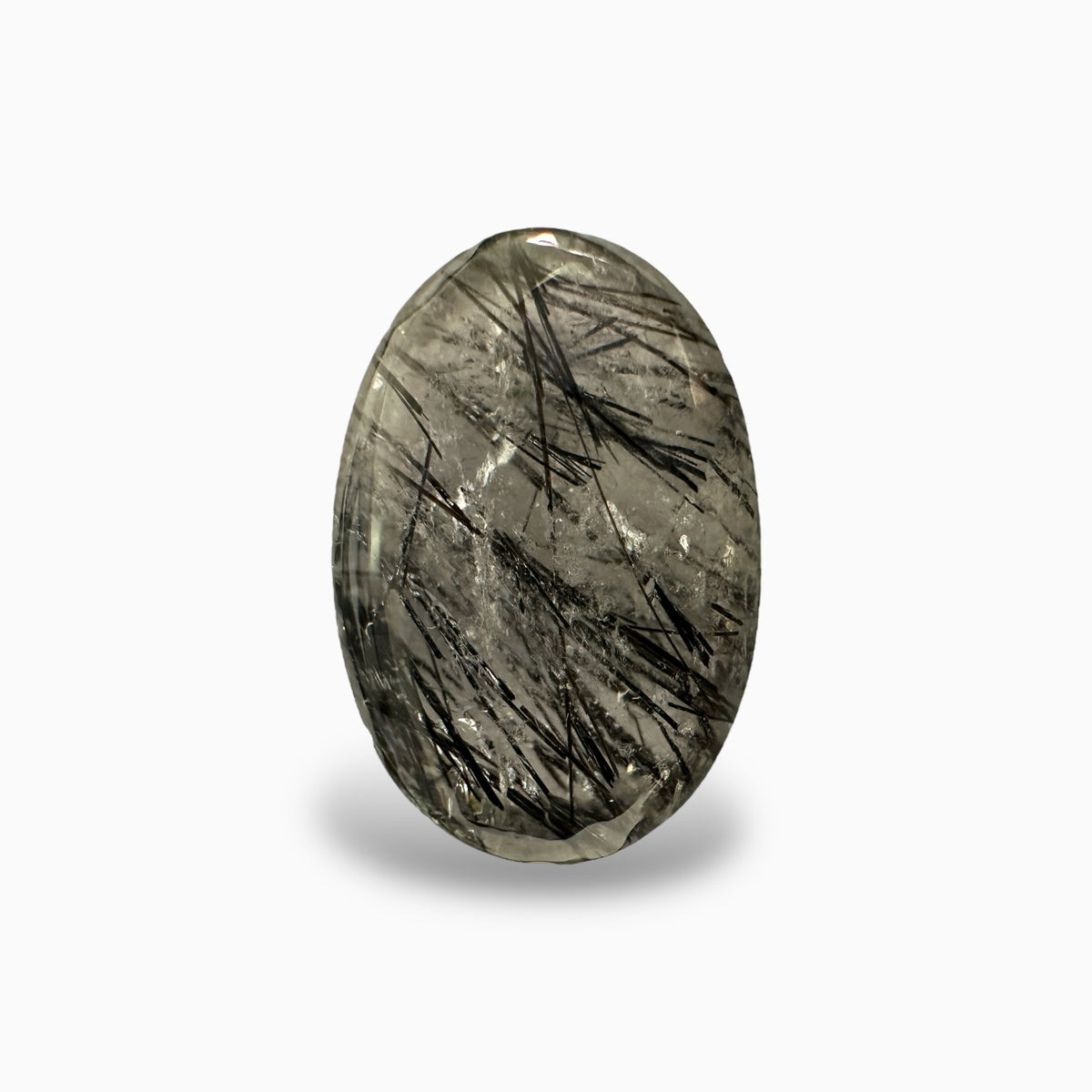 Black Rutile Quartz Stone  14.65 Carats 18.5x12.5 mm