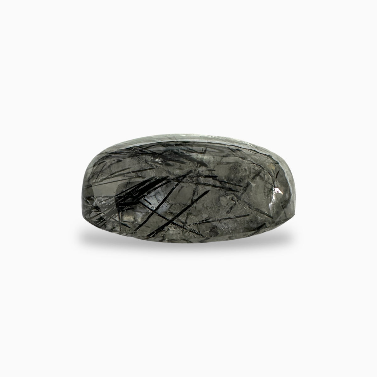 Black Rutile Quartz Stone  14.65 Carats 18.5x12.5 mm