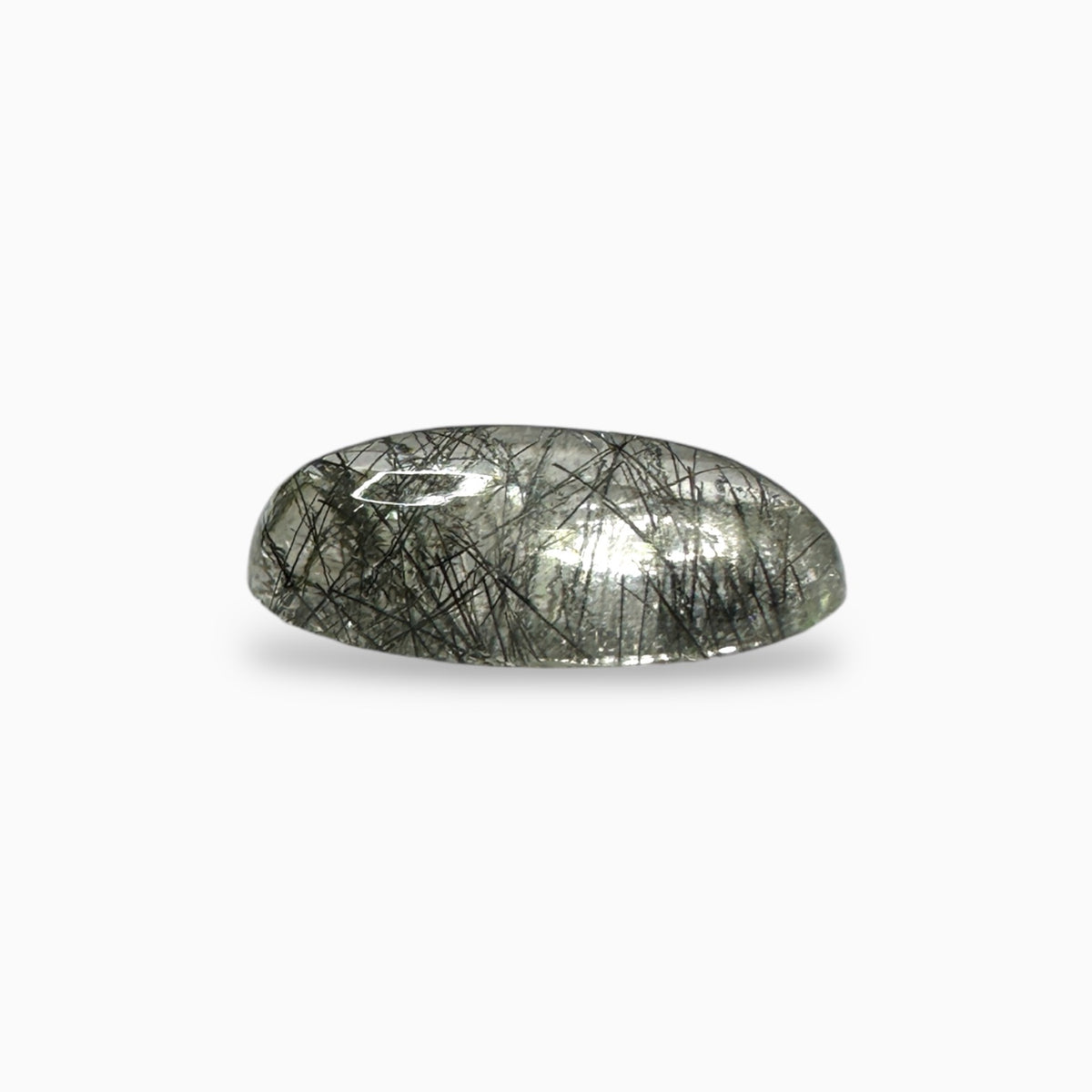 Black Rutile Quartz Stone 7.09 Carats 17x10 mm