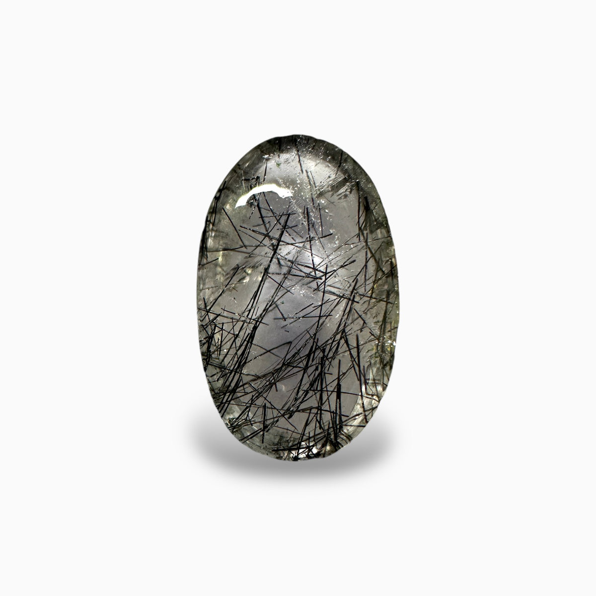 Black Rutile Quartz Stone 7.09 Carats 17x10 mm