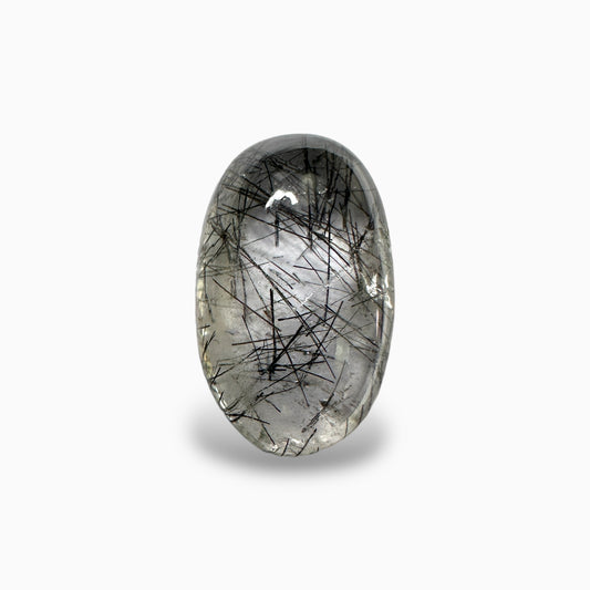 Black Rutile Quartz Stone 7.09 Carats 17x10 mm