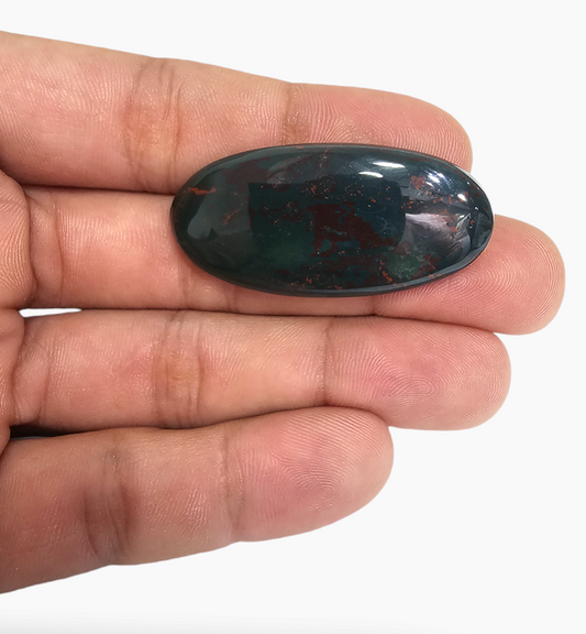 Natural Bloodstone 53.16 Carats Oval Cabochon Shape Size 45X20mm