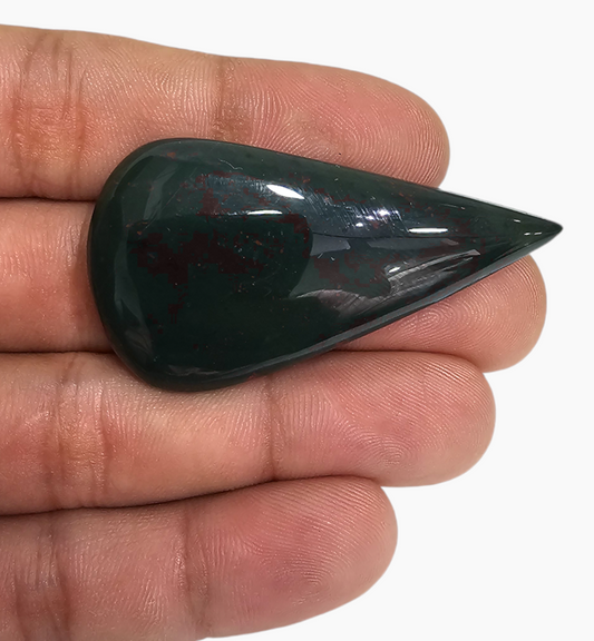 Natural Bloodstone 74.59 Carats Pear Cabochon Shape Size 45X20mm