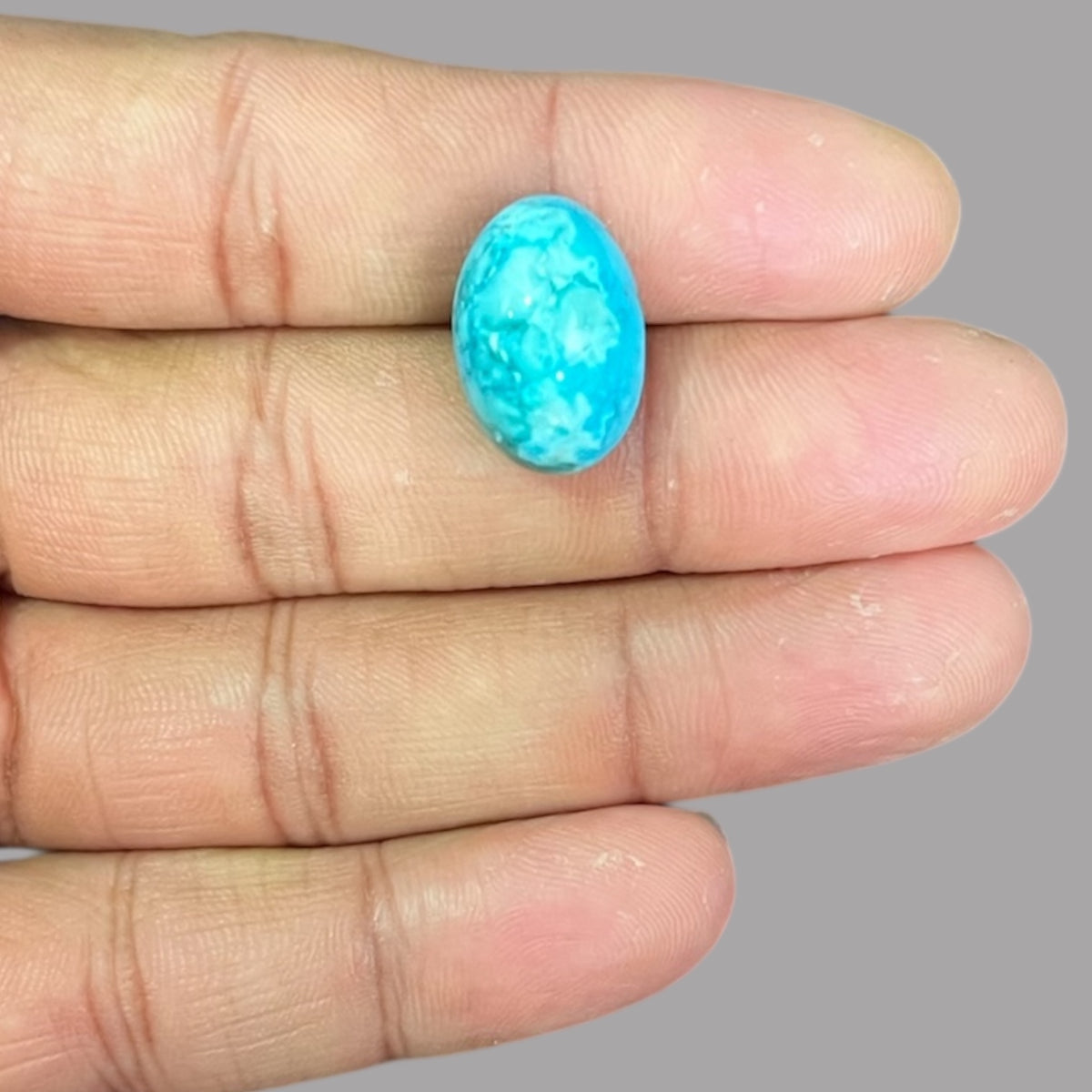 Blue Feroza Stone 15.04 Carats 18.4 x 12.6 x 9.3 mm in Oval
