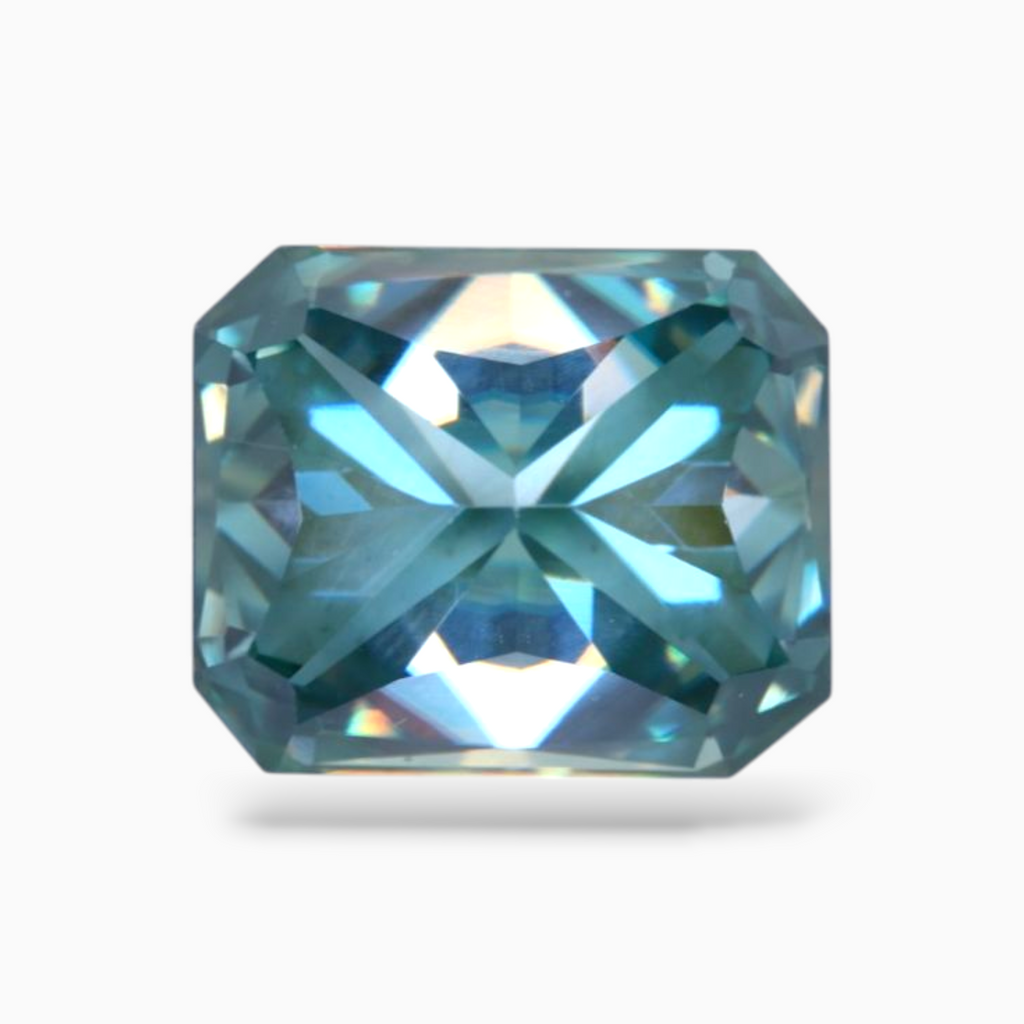 Blue Moissanite Radiant Cut 6.44 Carats 12x10mm