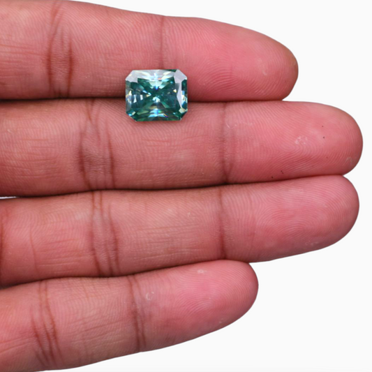 Blue Moissanite Radiant Cut 6.44 Carats 12x10mm