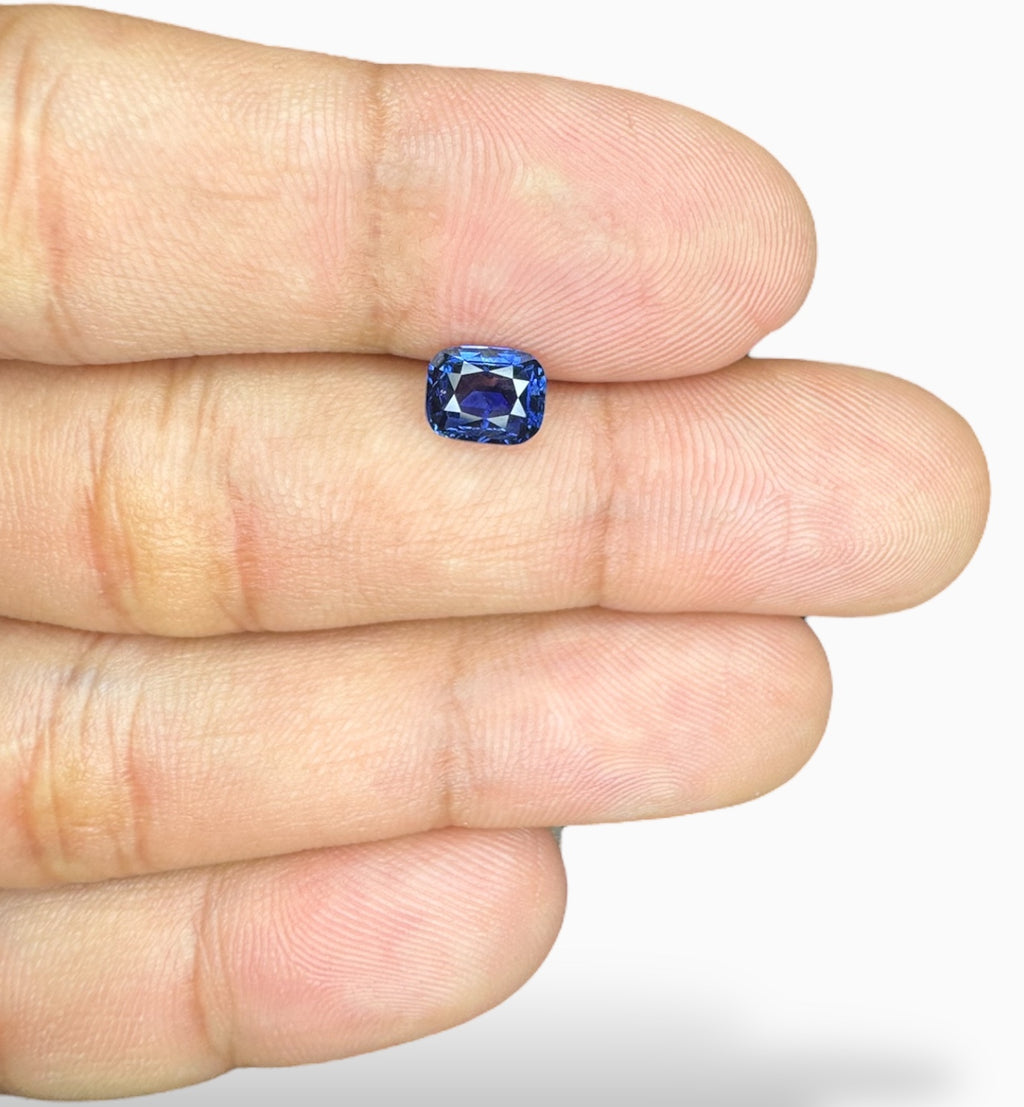 Blue Sapphire Cushion Cut Stone 1.33 Carats 6.8 X 5.5 mm