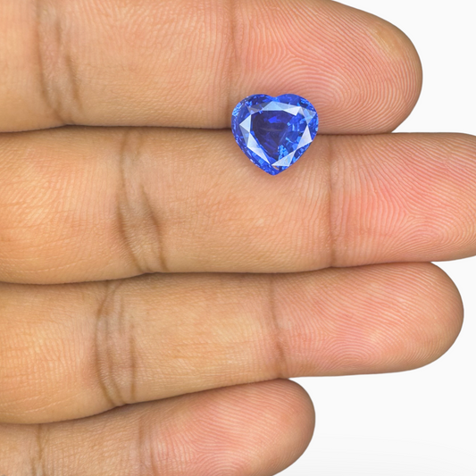 Natural Blue Sapphire Stone 3.12 Carats Heart Shape 8.41X9.20mm Certified