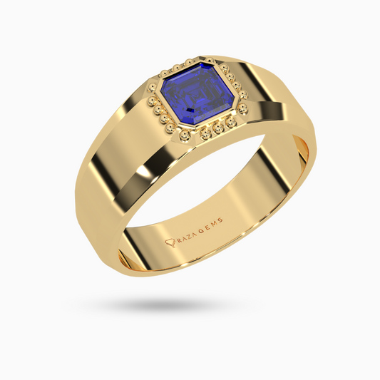 Blue Sapphire Ring  BamshAd 18K Yellow Gold