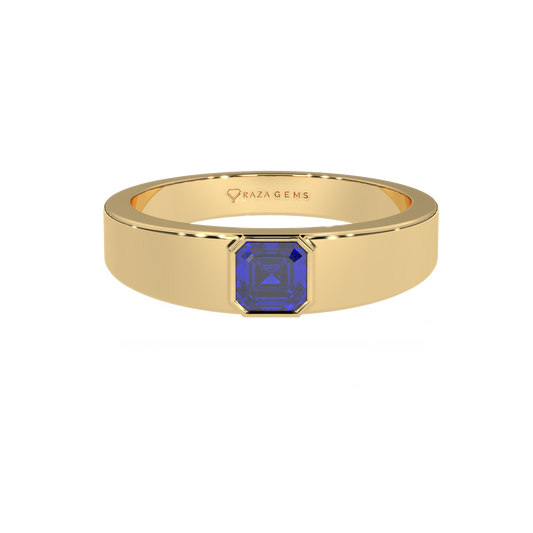 Blue Sapphire Ring  FarAz 18K Yellow Gold