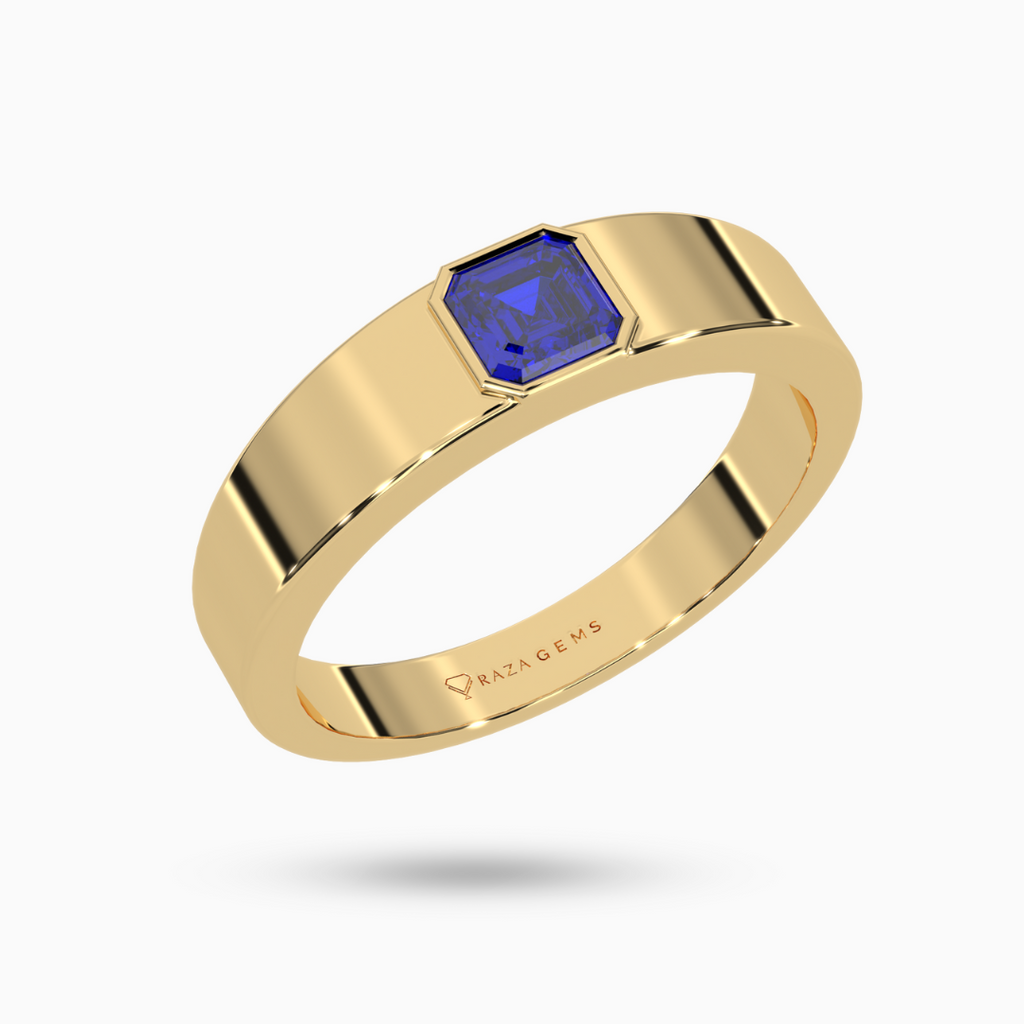 Blue Sapphire Ring  FarAz 18K Yellow Gold
