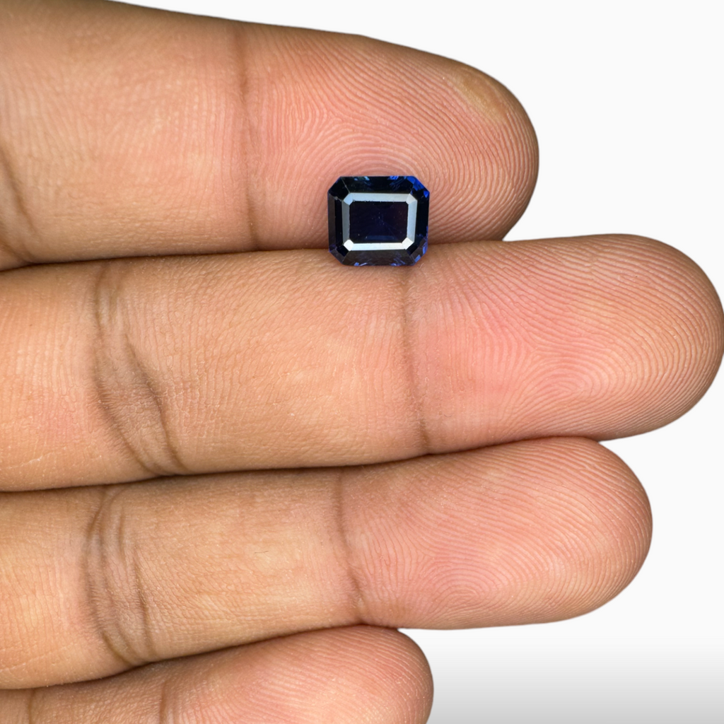 Blue Sapphire Stone 2.04 Carats Emerald Cut 7.46 x 6.5 x 4.25mm Srilanka