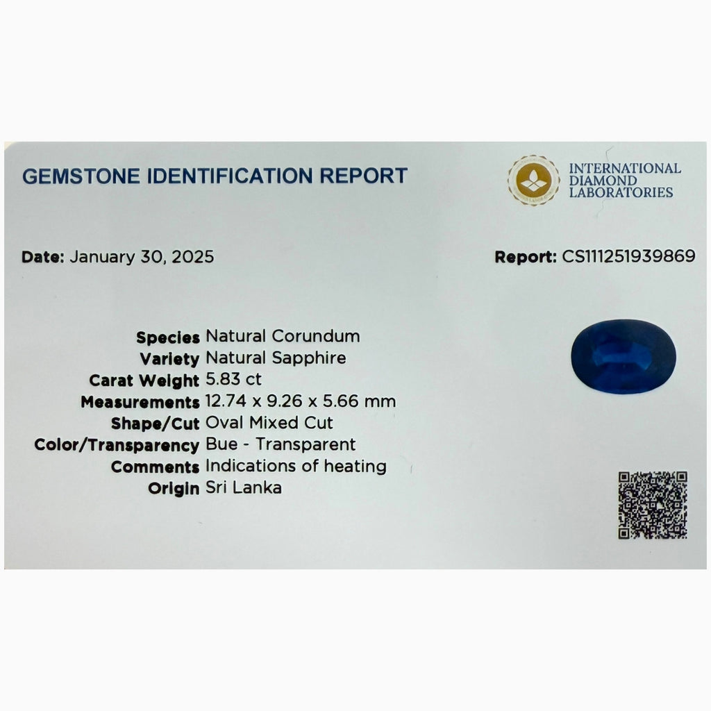 Blue Sapphire Stone Oval Cut 5.83 Carats From Srilanka Royal Blue