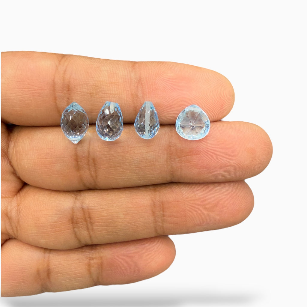 Blue Topaz Stone Briolette With Drill For Jewellery From 1 - 5 Carats