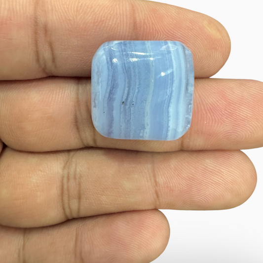 Blue lace Agate (Aqeeq) SkyBlue Color Cushion Caochon Shape 34.3  Carats Size 20X20mm