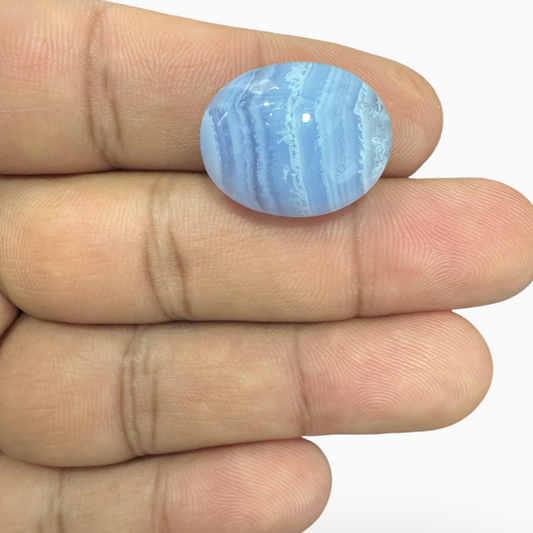 Blue lace Agate (Aqeeq) SkyBlue Color Oval Caochon Shape 25.7 Carats Size 21X16.5mm