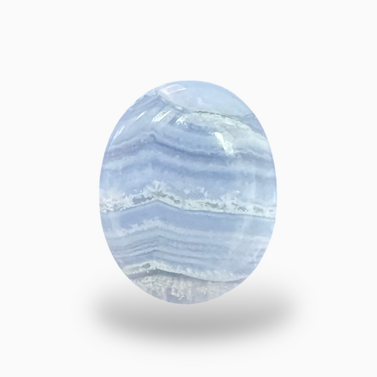 Blue lace Agate (Aqeeq) SkyBlue Color Oval Caochon Shape 25.7 Carats Size 21X16.5mm